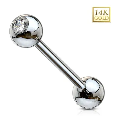 MARRE Zlatý piercing do jazyka - zirkon, Au 585/1000 - ZL01106-WG