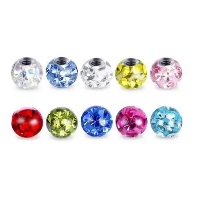 NUBIS Náhradní kulička s krystaly Swarovski, 3 mm, závit 1,2 mm (růžová) - ND01023-03-P