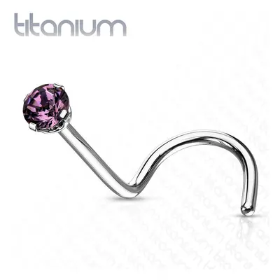 MARRE Zahnutý piercing do nosu - titan, kamínek 2 mm (fialová) - TIT1063A-020