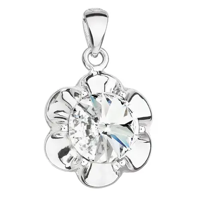 Evolution Group Stříbrný přívěsek s krystalem Swarovski bílá kytička 34230.1