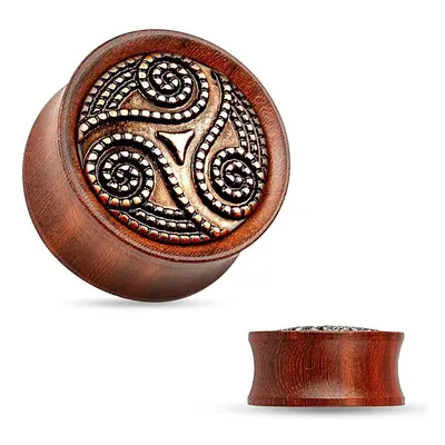 MARRE Dřevěný plug do ucha Rose Wood s ornamenty (6 mm) - PL01173-06