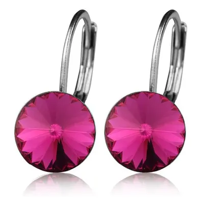 NUBIS Ocelové náušnice s krystaly Swarovski, FUCHSIA - NBS08-FU