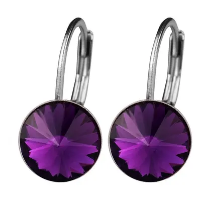 S4U Šperky4U Ocelové náušnice - Amethyst, 8 mm - NBSS08-AM