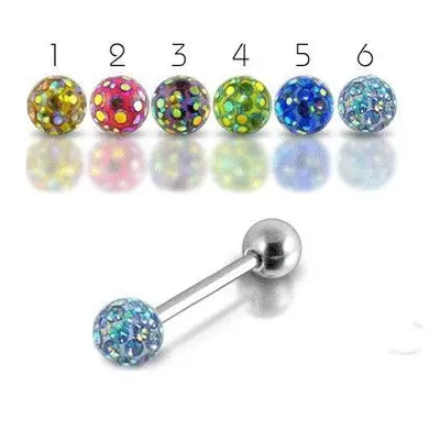 S4U Šperky4U Piercing do jazyka s krystaly Crystals From Swarovski (č. 3) - PJ01211-03