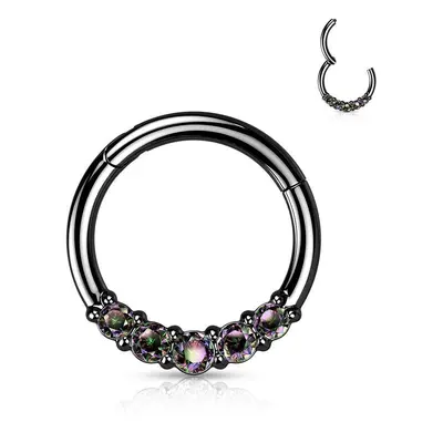 MARRE Černý segment kruh se zirkony, septum piercing 1,2 x 10 mm