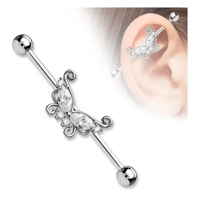 MARRE Industrial piercing s motýlem - ID01037-C