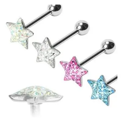 S4U Šperky4U Piercing do jazyku - hvězda osázená zirkony (čirá) - PJ01060-C