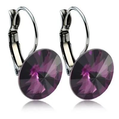 NUBIS Ocelové náušnice s krystaly Swarovski 12 mm, AMETHYST - NBS12-AM