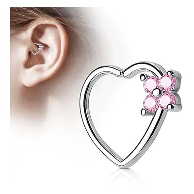 S4U Šperky4U Piercing do nosu/ucha srdce, růžové kamínky - N0059-P