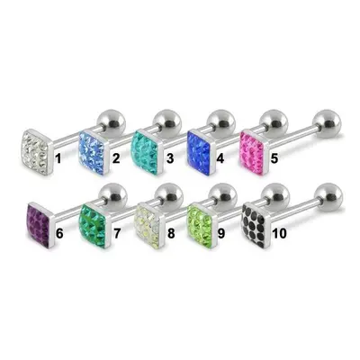 MARRE Piercing do jazyku činka se Swarovski krystalky kostka PJ01182