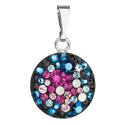 Evolution Group Stříbrný přívěsek s krystaly Swarovski mix barev kulatý 34225.3 galaxy