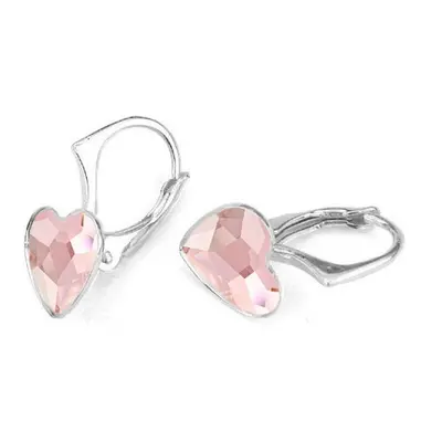 NUBIS Stříbrné náušnice se srdcem Crystals from Swarovski Rosaline - NB-0202-RO