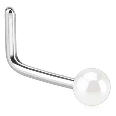 MARRE Zahnutý piercing do nosu perlička (bílá) - N01049WH