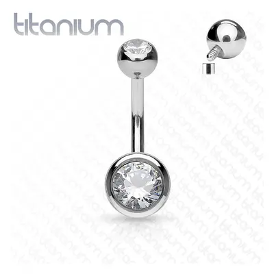 MARRE Piercing do pupíku vnitřní závit, zirkon - TITAN (1,6 x 10 mm)