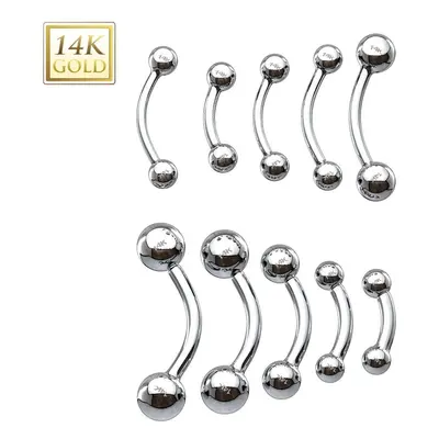 MARRE Zlatý piercing do obočí - kuličky, Au 585/1000 (1,32 g, 1,2 x 8 mm)