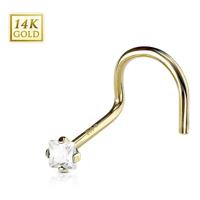 MARRE Zlatý piercing do nosu - čirý zirkon, Au 585/1000 - ZL01114C-YG