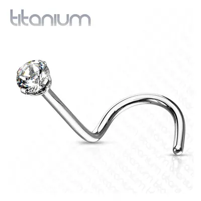 MARRE Zahnutý piercing do nosu - titan, kamínek 2 mm (čirá) - TIT1063C-020