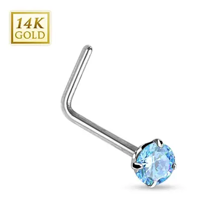 MARRE Zlatý piercing do nosu tyrkysový zirkon, Au 585/1000 - ZL01027Q-WG