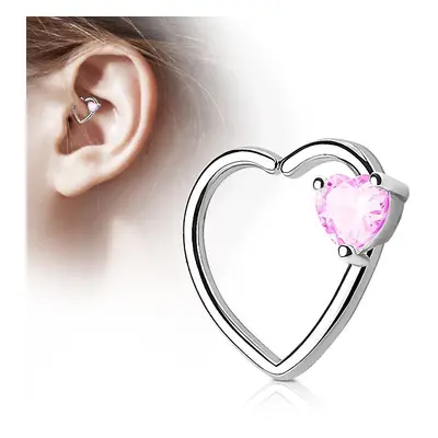 S4U Šperky4U Piercing do nosu/ucha srdce, růžový kamínek - N0058-P