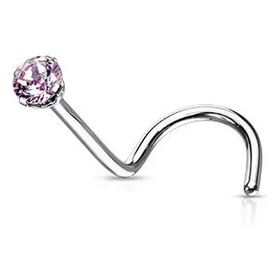 MARRE Zahnutý piercing do nosu - titan, kamínek 2 mm (růžová) - TIT1063P-020