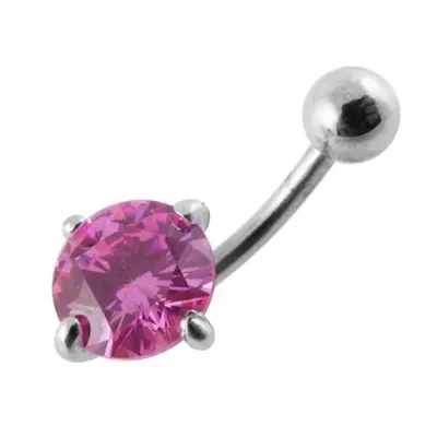 S4U Šperky4U Stříbrný piercing do pupíku, zirkon 10 mm (růžová) - BP01017-P