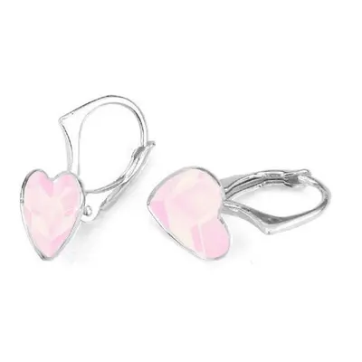 NUBIS Stříbrné náušnice se srdcem Crystals from Swarovski Powder Rose - NB-0202-PR