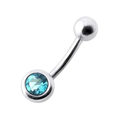 S4U Šperky4U Stříbrný piercing do pupíku se zirkonem (tyrkysová) - BP01024-Q