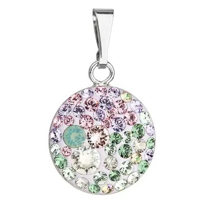 Evolution Group Stříbrný přívěsek s krystaly Swarovski mix barev kulatý 34225.3 sakura