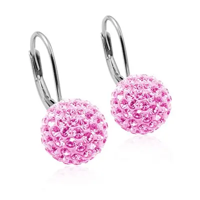 NUBIS Stříbrné náušnice koule 8 mm s krystaly Crystals from Swarovski Light Rose - NBS001-LR