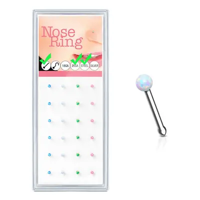 Šperky4U Sada 24 piercingů do nosu, 2,5mm opál, tl. 0,8 mm - N0000-28