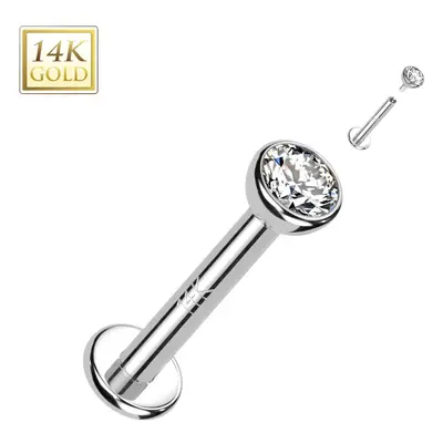 MARRE Zlatý piercing do brady - labreta zirkon, Au 585/1000 (1,2 x 8 mm) - ZL01244-1208-WG