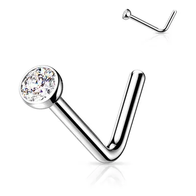 MARRE Zahnutý piercing do nosu - titan, 1,5mm čirý kamínek - TIT1027C-015