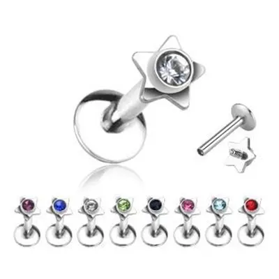 S4U Šperky4U Piercing do brady - labreta hvězda (růžová) - LB01026-P