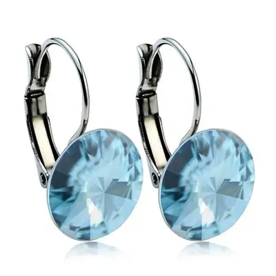 NUBIS Ocelové náušnice s krystaly Swarovski 12 mm, AQUAMARINE - NBS12-AQ