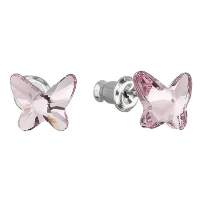 Evolution Group Náušnice bižuterie se Swarovski krystaly růžový motýl 51048.3 light rose