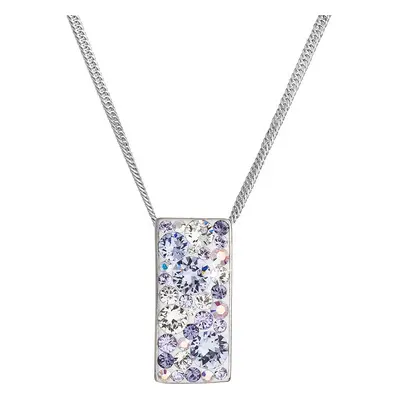 Evolution Group Stříbrný náhrdelník se Swarovski krystaly fialový obdélník 32074.3 violet