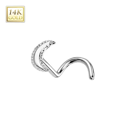 S4U Šperky4U Zlatý piercing do nosu - měsíček, Au 585/1000 - ZL01240-WG