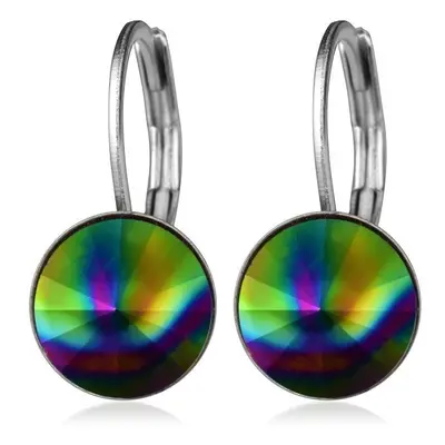 NUBIS Ocelové náušnice s krystaly Swarovski, RAINBOW DARK - NBS08-RD