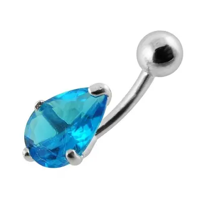 S4U Šperky4U Stříbrný piercing do pupíku - kapka (tyrkysová) - BP01010-Q