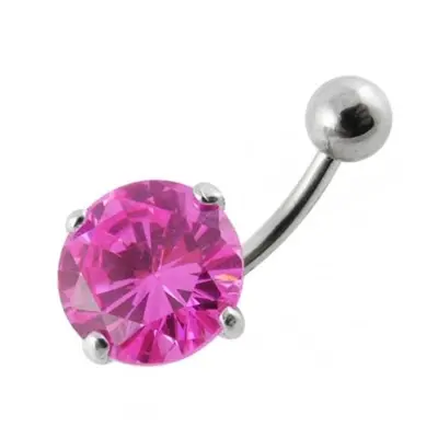 S4U Šperky4U Stříbrný piercing do pupíku - zirkon 12 mm (růžová) - BP01001-P