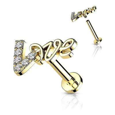 S4U Šperky4U Zlacený piercing do brady Love (1,2 x 8 mm) - LB1097GD-1208