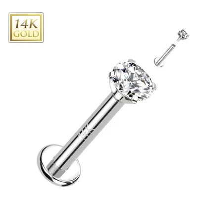 MARRE Zlatý piercing do brady - labreta zirkon, Au 585/1000 (1,2 x 8 mm) - ZL01245-1208-WG