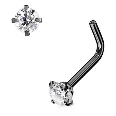 MARRE Černý piercing do nosu, čirý kamínek 3 mm - N0066-KC