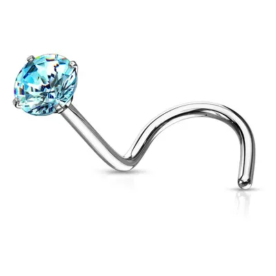 MARRE Zahnutý piercing do nosu - tyrkysový zirkon (2 mm) - N0136Q-020