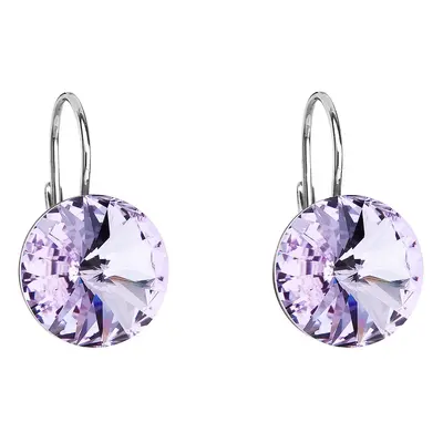 Evolution Group Stříbrné náušnice visací s krystaly Swarovski fialové kulaté 31106.3 violet