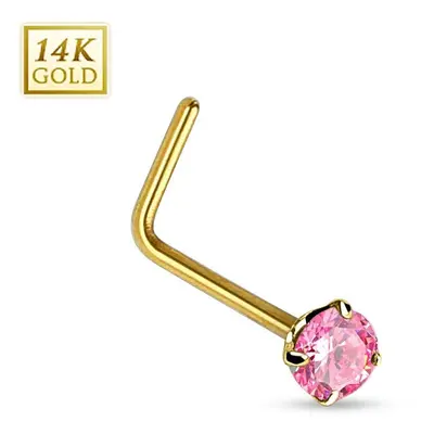 MARRE Zlatý piercing do nosu - růžový zirkon, Au 585/1000 - ZL01027P-YG