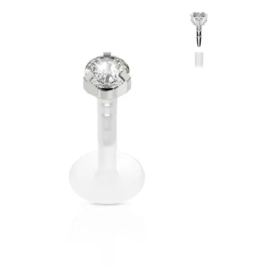 S4U Šperky4U Piercing do brady - labreta 1,2x6mm, čirý zirkon 3mm - LB1001-1206-3C