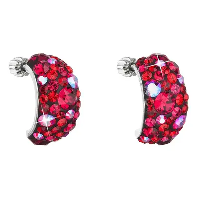 Evolution Group Stříbrné náušnice visací s krystaly Swarovski červené půlkruh 31164.3 cherry