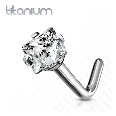 S4U Šperky4U Zahnutý piercing do nosu - titan, čirý kamínek - TIT1040-C