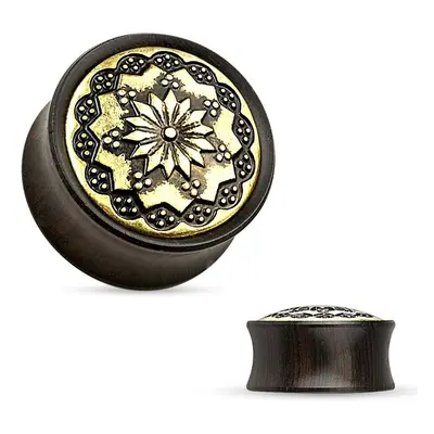 MARRE Dřevěný plug do ucha Ebony Wood s ornamenty (8 mm) - PL01174-08